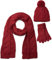 styleBREAKER Schal, Mütze und Handschuh Set, Zopfmuster Strickschal mit Bommelmütze und Handschuhe, Damen 01018208, Farbe:Bordeaux-Rot / Schal (One Size)