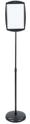 Bi-Office freistehendes Schild Rechteck hochkant, stufenlos höhenverstellbar, Schwarz, 160 x 39 cm