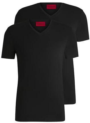 HUGO Herren V T-Shirt, per Pack Schwarz (Black 001), Small (Herstellergröße: S)