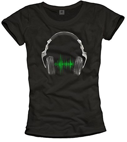 Coole Musik Shirts für Damen KOPFHÖRER schwarz Größe S M L