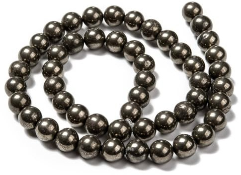 Pale Gold Pyrite Beads Plain Round 8mm Strand of 45+