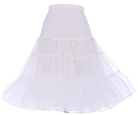 DRESSTELLS Petticoat Unterrock Damen Reifrock Weiß Dirndl Petticoats 1950er Rockabilly Kleider Pettycode Unterrock Kurz Tüllrock Meerjungfrau Kostüm Ivory M