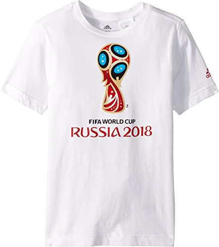adidas World Cup Soccer World Cup Emblem Youth Boys World Cup Emblem Tee, X-Small, White