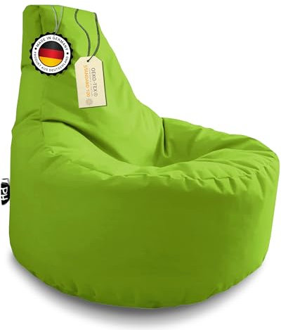 PATCH HOME Gamer Kissen & Lounge Sitzsack – befüllbar mit Reißverschluss, gefüllt mit Styropor, geeignet für In- & Outdoor. Perfekt als Gaming Sessel Sitzkissen (Kiwi - Ø 75cm x Höhe 80cm)