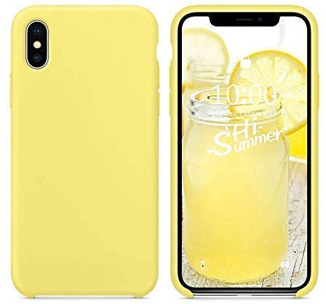 SURPHY für iPhone XS/X Hülle Silikon, Stoßfest Handyhülle iPhone XS/X Case aus Flüssigsilikon Schutzhülle mit weichem Mikrofaser-Kissen, 5,8 Zoll, Zitronengelb