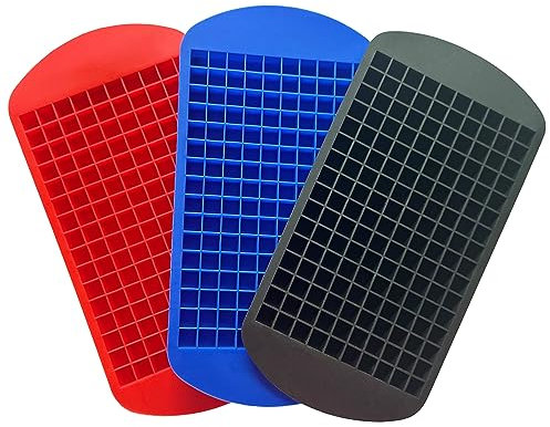 S_CUBE Eiswürfelform Silikon BPA-Frei Eiswürfelformen für Cocktails,Saft,Cola,Getränk Flexible Silikonformen 160 Fach Eiswürfel Würfel: (1X1X1 cm) (Schwarz+Rot+Blau)