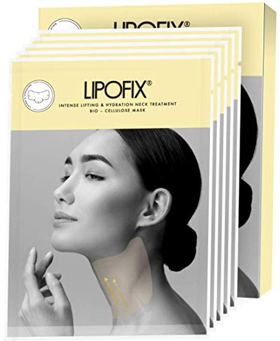 LIPOFIX-Halsmasken Zur Hautpflege - Masken Für Doppelkinn Und Halsstraffung, Anti-aging- Und Anti-falten Halsbehandlung Mit Bio-zellulose Straffende Maske - 5 Masken