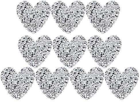 Heart Rhinestone Applique, 10Pcs Glitter Crystal Iron On Patches for Shoes Bags Bags Hats Clothes Jacket and Jeans Decoration