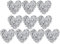 10Pcs Heart Rhinestone Applique, 4cm Glitter Crystal Rhinestone Iron on Patches for Shoes Bags Hats Clothes Jacket Jeans Decoration(Silver)