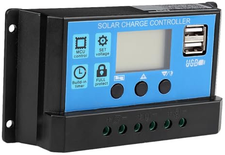 Controlador Solar PWM 60A 12V 24V regulador de carga para paneles solares con pantalla LCD gestión de carga en 3 etapas y protecciones avanzadas compatible con sistemas solares domésticos y