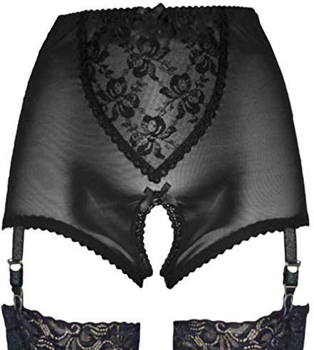 MEIHAOWEI Damen Strapsgürtel mit 6 Strap Strapsgürtel Lace Front Open für Strümpfe Dessous