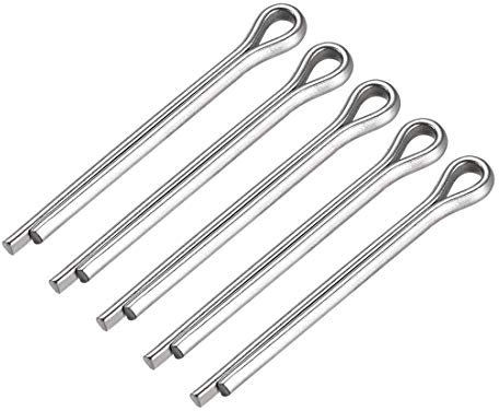 sourcing map 5Stk.Geteilter Splint 4mm x 40mm 304 Edelstahl 2 Zinken Schlüssel Silber