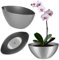 KADAX Blumentopf, ovaler Übertopf, Pflanztopf aus Kunststoff, Blumenübertopf, Deko, Pflanzkübel für Innen, Blumen, Pflanzen, Balkon, Blumenkübel, Pflanzgefäß, Moderne Form (38 x 14 cm, Silber)