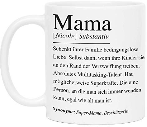 Kiddle-Design Mama Definition Tasse Personalisiert Name Wörterbuch Mutter Geschenk Muttertag Kaffeetasse für Mutti Mütter