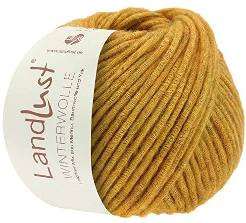 LANA GROSSA Landlust Winterwolle | Soffilo mit Yakfasern | Handstrickgarn aus 50% Schurwolle (Merino), 35% Baumwolle & 15% Yak | 50g Wolle zum Stricken & Häkeln | 70m Garn FB2