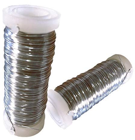 2 Roll 0.35 mm Silver Florists Wire - Flexible Paddle Wire for Craft Binding & Flower Wreath Making