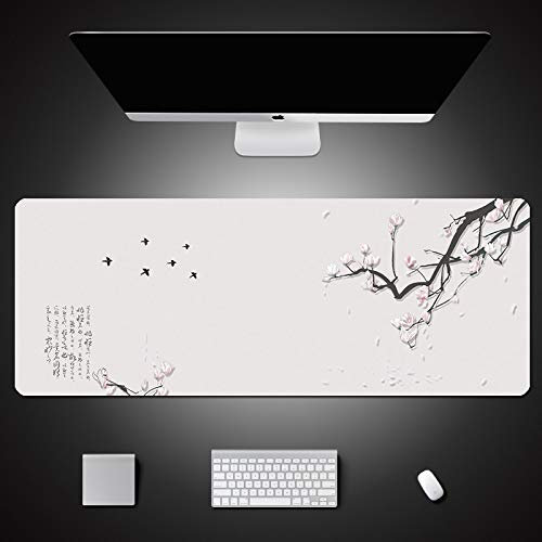 PDBEIT Übergröße Mauspad Gaming Blumen- Und Vogelmuster Der Chinesischen Art 800X300X3mm Xxxl Mousepad Groß Mit Motiv - Tischunterlage Large Size - Verbessert Präzision Und Geschwindigkeit - Wasserdic