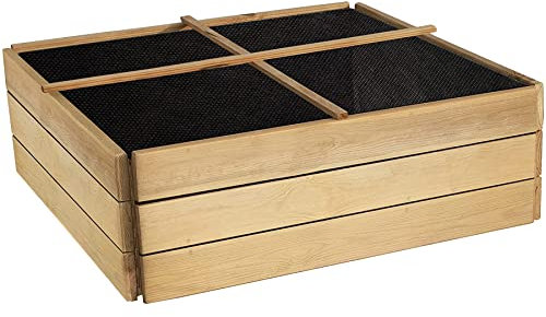 PLANTAWA Suelo de Huerto Urbano, Suelo de 4 Departamentos, Madera de Pino, Mesa de Cultivo sin Patas, 30 x 80 x 80 cm, Jardinera Exterior para Terraza Jardín Monta tu Huerto Grande