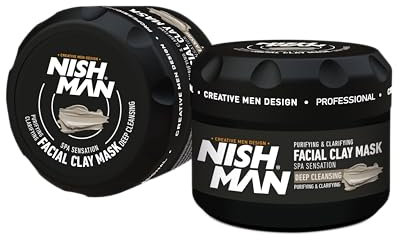 NISHMAN Masque à l’Argile pour le Visage 450g – Nettoyage Profond & Soin de la Peau pour Hommes - Élimine les Impuretés, Absorbe l’Excès de Sébum, Laisse la Peau Fraîche & Douce