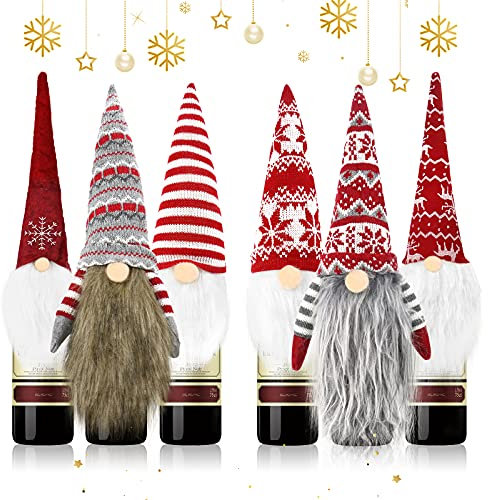 FHzytg 6 Stück Deko Flasche Deko Weihnachten, Deko Flaschen Weihnachts Flaschen Deko Weihnacht Deko Flasche Weihnachten Weinflasche Weihnachten Flasche Weinflaschen Deko für Weihnachten