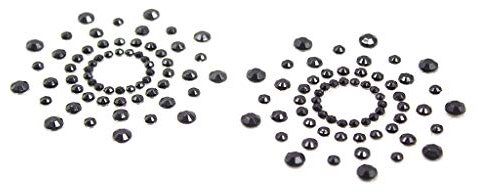 Brustwarzenaufkleber, sexy Kristall-Strasssteine, Schwarz, Schwarz , Einheitsgröße