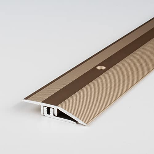 PROVISTON | Ausgleichsprofil | Aluminium eloxiert | Bronze Hell | Breite 21 mm | Höhe 5-9 mm | Länge 1000 mm | Gebohrt | Anpassungsprofil | Übergangsprofil | Bodenprofil | Metallprofil | 1 Stück