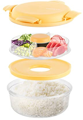 KASANOVA Lunch box per poke tonda a scomparti giallo