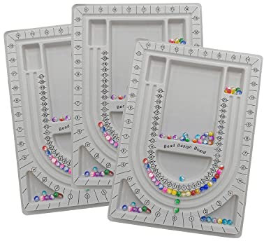 Pangmao 3 Pack Bead Design Board Bracelet Design Board Flocked Beading Jewelry Organizer Tray DIY Jewelry Making Tray(13 Inch)