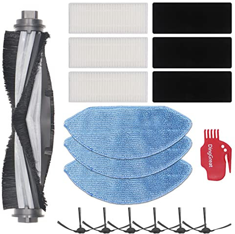 DingGreat Ersatzteil Kits für Ecovacs Deebot OZMO U2 DGN22 U2 Pro Roboter-Staubsauger - 1 Hauptbürste, 6 Seitenbürsten, 3 HEPA Filters, 3 Mikrofasermopptuch, 1 Reinigungsbürste