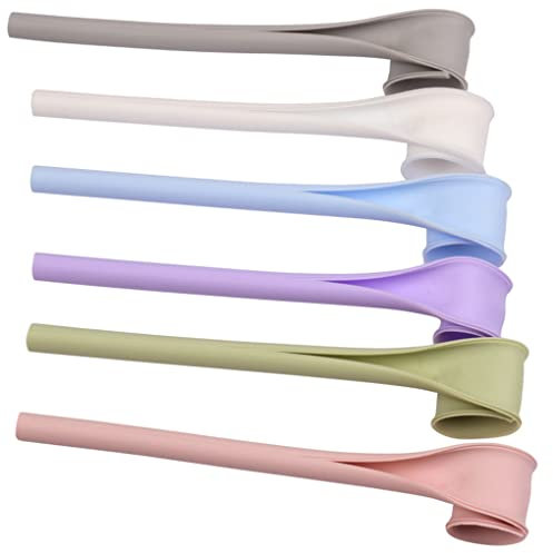 Packung mit 6 Silikon Strohhalmen, wiederverwendbare Trinkflaschen, zu öffnender Schnappverschluss, tragbare Tasche, Reise, Festival, Küchenzubehör