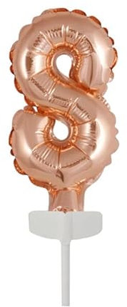 NEU Folienballon Geburtstagszahl Kuchen Cake Topper Zahl 8 Roségold, ca. 13 cm