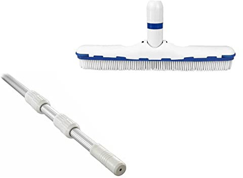 well2wellness® 3-teilige Aluminium Teleskopstange ALU Silver 120-360 cm Plus Pool Beckenbürste Grande