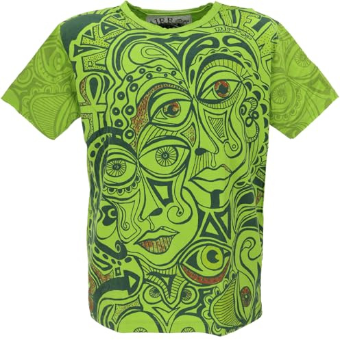 GURU SHOP Mirror T-Shirt - Faces/grün, Herren, Size:XL