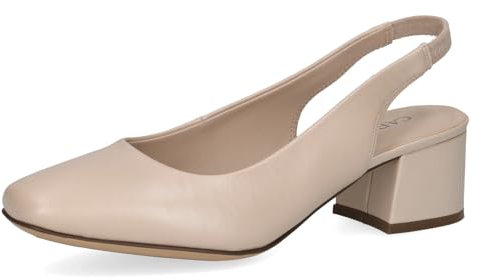 CAPRICE Damen Slingpumps aus Leder mit Lack, Beige (Beige Perlato), 38 EU