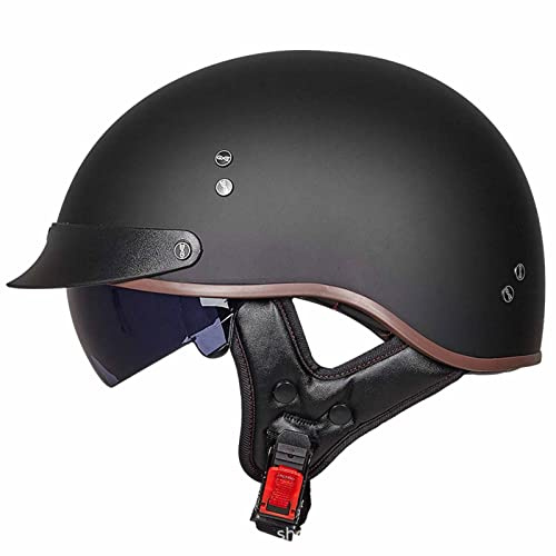 Halbschalenhelm Motorradhelm Vintage Halbhelm ECE Zugelassener Erwachsenen Halbschale Jet Helm Roller-Helm Scooter-Helm Moped Mofa-Helm mit Visier