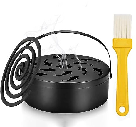 Porta Incienso Antimosquitos,Portable Mosquito Coil Holder,Mosquito Coil Holder,Porta Incienso Espiral,Quemador Incienso Caja,Soporte Incienso Metal (Schwarz)
