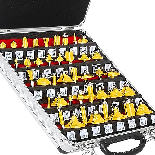 MAYLINE 1/4 Inch Shank Router Bits Sets 41 PCS, Woodwork Milling Groving Cabinet Cutter Router Bit Set, Wood Miter Cutting Tool for Doors Table Shelves DIY (1/4-YT)