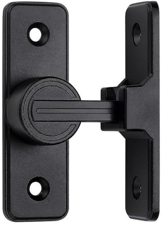 Flip Door Sliding Latch, 90 Degree Right Angle Heavy Duty Safety Door Latch, Anti-Theft Sliding Barn Door Lock Hardware for Garden, Garage, Window (Black)