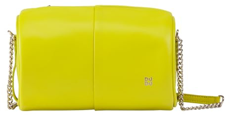 DUDU Barell -Ledertasche, Umhängetasche mit Kette und Leder, stilvolle Mode kleine zylindrische Tasche mit Reißverschluss Lime