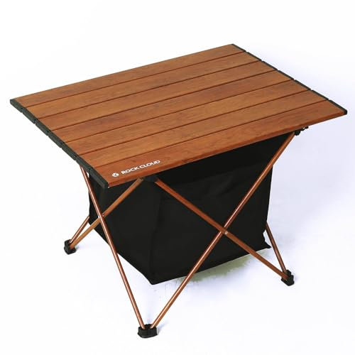 ROCK CLOUD Portable Camping Table With Storage Bag Ultralight Aluminum Folding Beach Table Camp for Camping Hiking Cooking Backpacking Outdoor Picnic Fishing(Nature Wood Grain,with Storage Bag)