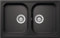 SCHOCK | Fregadero de cocina Lithos N200S 2 senos Small, material Cristalite®, negro absoluto, 790 x 500 mm