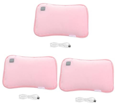 FRCOLOR 3 Pcs Usb Warm Water Bag Electric Hand Heater Electric Heating Hand Bag Wisking Tool Electric Rechargeable Hand Warmers Winter Heater Manual Student Hot Water Bottle Pink Flannel