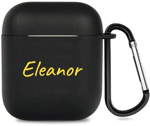Individuelles Namensetui kompatibel mit Apple AirPods 1&2, personalisiertes Softcover mit Handschriftstil (Schwarz)