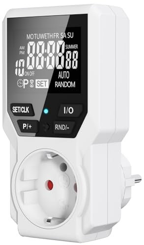 Wothfav Timer Presa Elettrica, Presa Temporizzata Elettronica Digitale, Spina Timer Programmabile con 10 Programmi ON/OFF, Conto Alla Rovescia, Display LCD, Modalità Casuale Antifurto (16A/3680W)