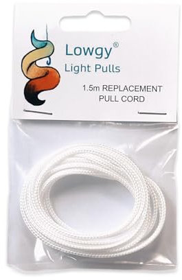 1.5m Replacement Light Pull Cord - 2mm Coloured Cord for Bathroom Light Switches (White)