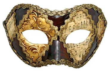 Maskworld Colombina scacchi oro cuoio musica - Venezianische Maske - traditionell handgefertigt - Carnevale di Venezia