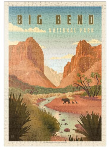 MyPuzzle Big Bend National Park: Black Bears, Vintage Poster - Premium 1000 Teile Puzzle - MyPuzzle Sonderkollektion von Anderson Design Group