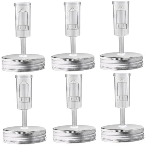Páginas de fermentación, kit de fermentación para frascos en la boca ancha, 6 tapas de fermentación de plástico 6 escluscas de aire para facilitar la fermentación (frascos no incluidos)