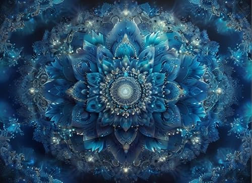 1000 Stück Klassische Holz Puzzles Blau Mandala Blume Yin Und Yang Home Art Deco Malerei