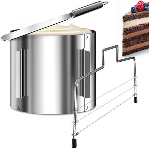 4smile 3 Teile Torten-Zubehör Set mit Tortenring verstellbar hoch 15 cm + Tortenschneider + Streichpalette, Edelstahl Backzubehör, funktionales Backset zum Backen und für die Tortenzubereitung